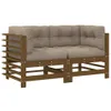vidaXL Ecksofas mit Kissen 2 Stk. Honigbraun Massivholz Produktbild-Vorschau 3