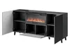 A modern sideboard with an integrated electric fireplace, shown with its doors and flap open. Náhled obrázku produktu