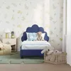 vidaXL Sommier de lit d'enfant avec tête de lit bleu police Voir les images du produit 3