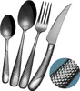 Besteck Set 6 Personen Schwarz modern gehämmertes, mit Produktbild-Vorschau 1