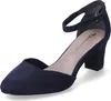 Tamaris Damen Pumps Fesselriemen Blockabsatz samtige Haptik Produktbild-Vorschau 33