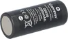 A black cylindrical battery with white text and symbols printed on it, set against a white background. Voir les images du produit