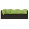 vidaXL 3-tlg. Garten-Lounge-Set mit Kissen Braun Poly Produktbild-Vorschau 3