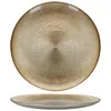 A top-down view of a gold-colored glass plate with a textured surface, and a side view of the same plate below it. Produktbild-Vorschau