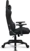 A side view of a black gaming chair on a white background. Produktbild-Vorschau