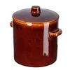 A brown ceramic pot with a lid and handles, isolated on a white background. Voir les images du produit