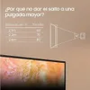 Marketing image showing a table with TV distance and size recommendations, and a diagram illustrating viewing angles. Produktbild-Vorschau
