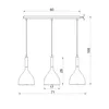 Lampa wisząca nad stół biała listwa 3 klosze z drewnianymi Podgląd zdjęcia produktu 5