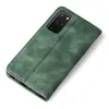 A green flip cover case for a Samsung Galaxy S20+ is shown on a white background. Produktbild-Vorschau