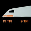 A close-up of a saw blade showing two different tooth configurations. Náhled obrázku produktu