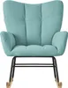 A teal rocking chair with black metal legs and wooden rockers, shown against a white background. Produktbild-Vorschau