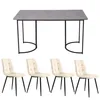 A dining table and four chairs are displayed against a white background. Náhled obrázku produktu