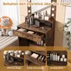 COSTWAY Make-up tafel met LED-verlichting, kaptafel met Productafbeelding-voorbeeld 6