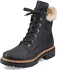 A black lace-up boot with fur trim. Anteprima dell’immagine prodotto
