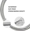 A close-up view of a metal wire rope, with text highlighting its features. Produktbild-Vorschau