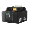 A black power tool battery pack with a yellow connector and a green battery indicator. Produktbild-Vorschau