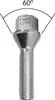 20x bullone ruota M12x1.25 collare conico 60° argento 40 mm Anteprima dell’immagine prodotto 3