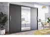 A modern bedroom scene with a large sliding door wardrobe with mirrored doors. Produktbild-Vorschau