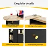 A collage of four images showcasing the details and features of a bar table. Voir les images du produit