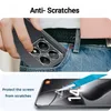 A person is putting a phone into their jeans pocket, and a close-up of a phone screen being protected by a screen protector. Produktbild-Vorschau