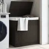 vidaXL Koš na prádlo se 2 přihrádkami Tmavě hnědý 53x35x57 Náhled obrázku produktu 2