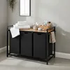 Relaxdays Wäschesammler mit 3 Wäschesäcke, 150 L, Holzoptik Produktbild-Vorschau 3