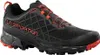 Schwarze Trailrunning-Schuhe "Akyra II Gtx" von La Sportiva mit roten Akzenten und griffiger Sohle.