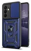 A blue armor case for a Samsung Galaxy phone is shown next to the phone itself. Produktbild-Vorschau