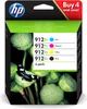 A product box for HP 912XL ink cartridges, featuring an image of lotus seed pods and a butterfly. Produktbild-Vorschau