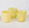 LS-LebenStil 6x Glas Teelichthalter Retro Gelb 7-9cm Set Produktbild-Vorschau 5