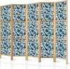 Paravento giapponese Fiori 225x172 cm 5 pezzi blu Anteprima dell’immagine prodotto 1