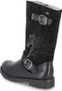 A black winter boot for girls with a horse design made of rhinestones. Voir les images du produit