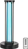 A black UV lamp with a blue light tube stands on a white background next to a remote control. Anteprima dell’immagine prodotto