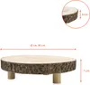A wooden slice stand with legs, shown with measurement indicators. Produktbild-Vorschau