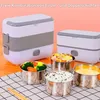 Tragbare elektrische Lunchbox, Mini-Reiskocher, 2-lagig,1L, Produktbild-Vorschau 6
