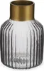 Vase Streifen Grau Gold Glas (12 x 18 x 12 cm) Produktbild-Vorschau 1