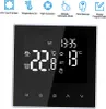 A digital thermostat display with various icons and text indicating its features. Podgląd zdjęcia produktu