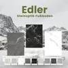 Three samples of vinyl flooring with stone patterns are displayed on a snowy mountain background, with smaller swatches of different patterns below. Produktbild-Vorschau