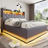 A bedroom scene featuring a large bed with integrated lighting and storage. Náhled obrázku produktu