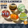 5 Stück XXL Glasmurmeln 35 mm – handgefertigte bunte Riesen Produktbild-Vorschau 1