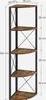 A five-tier corner shelf unit with a rustic wood finish and black metal frame. Náhled obrázku produktu
