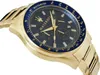 A close-up, angled view of a gold Maserati chronograph watch with a dark blue face and bezel. Produktbild-Vorschau