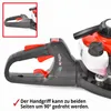 Close-up of a hedge trimmer handle with text indicating a feature. Produktbild-Vorschau