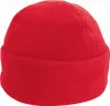 A red fleece bob hat is shown against a white background. Produktbild-Vorschau