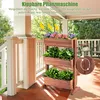 A wooden tiered planter with plants and flowers on a porch. Náhled obrázku produktu