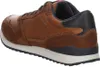 A side view of a brown leather and suede sneaker. Produktbild-Vorschau