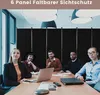 A group of people sitting around a conference table, with a black room divider behind them. Voir les images du produit