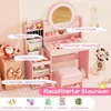 Kinderschminktisch mit Spiegel, Lampe und Hocker - Rosa Produktbild-Vorschau 5