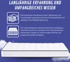 A mattress with descriptive text and icons about its features. Produktbild-Vorschau
