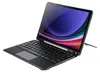 A black tablet case with a wireless keyboard attached, shown from a diagonal angle. Produktbild-Vorschau